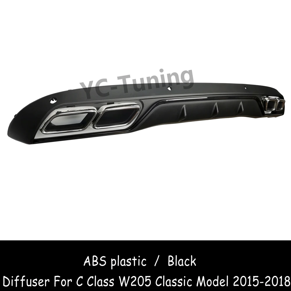 W205 AMG Style Rear Bumper Diffuser For Mercedes Benz C Class W205 Sedan Non Sport C63 Diffuser with 4-outlet Exhaust 2015-2018