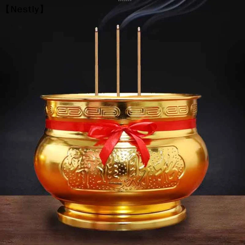 Iron Alloy Incense Burner Gold-Plated Chinese Incense Holder Filling Furnace Incense Sand Particle For Bad Spirit Pangsa〔Nest〕