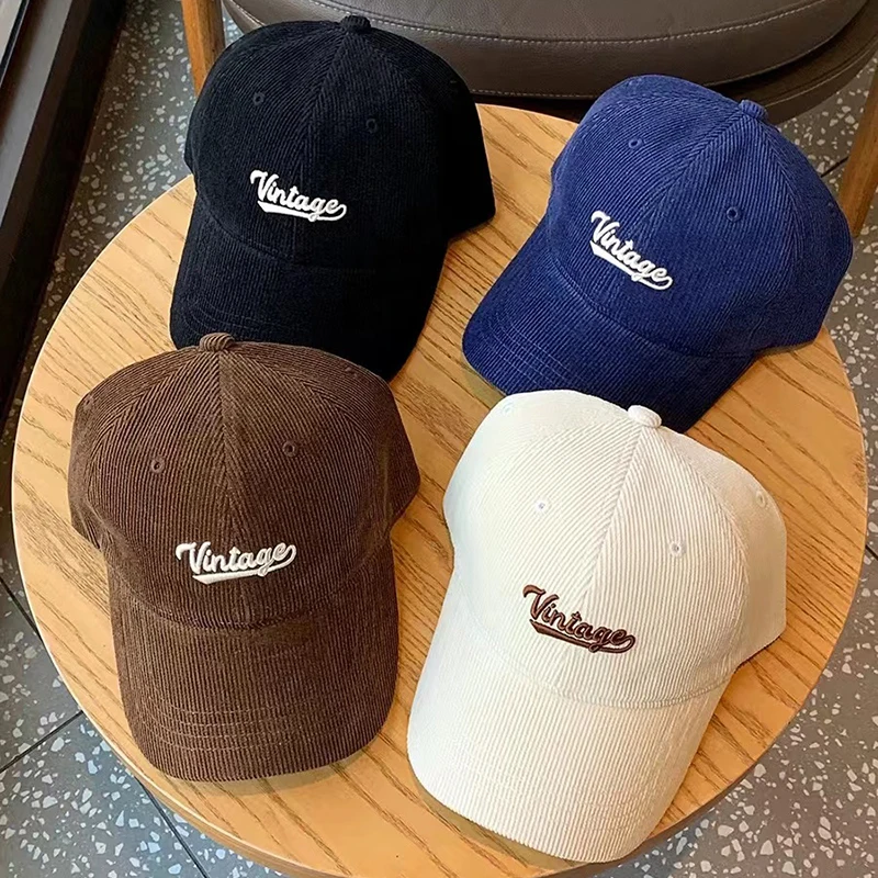 Vintage Cord Baseball Cap für Männer und Frauen Frühling Herbst Neue Brief Stickerei Outdoor Snapback Hut lässig Hip Hop Gorras – Detail 3