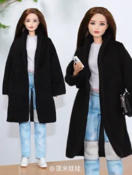 Long black Suit Coat  / clothes Overcoat Clothing outfit For 1/6 BJD Xinyi FR ST Barbie Doll / 30cm doll clothes xmas