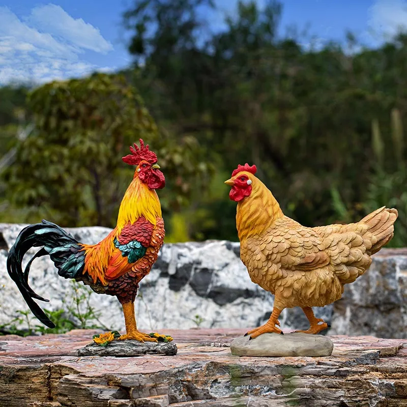 Outdoor Animal Sculpture Garden Lawn Big Rooster Landscaping Decoration Simulation Rooster Ornament Zodiac Chicken Model Hen