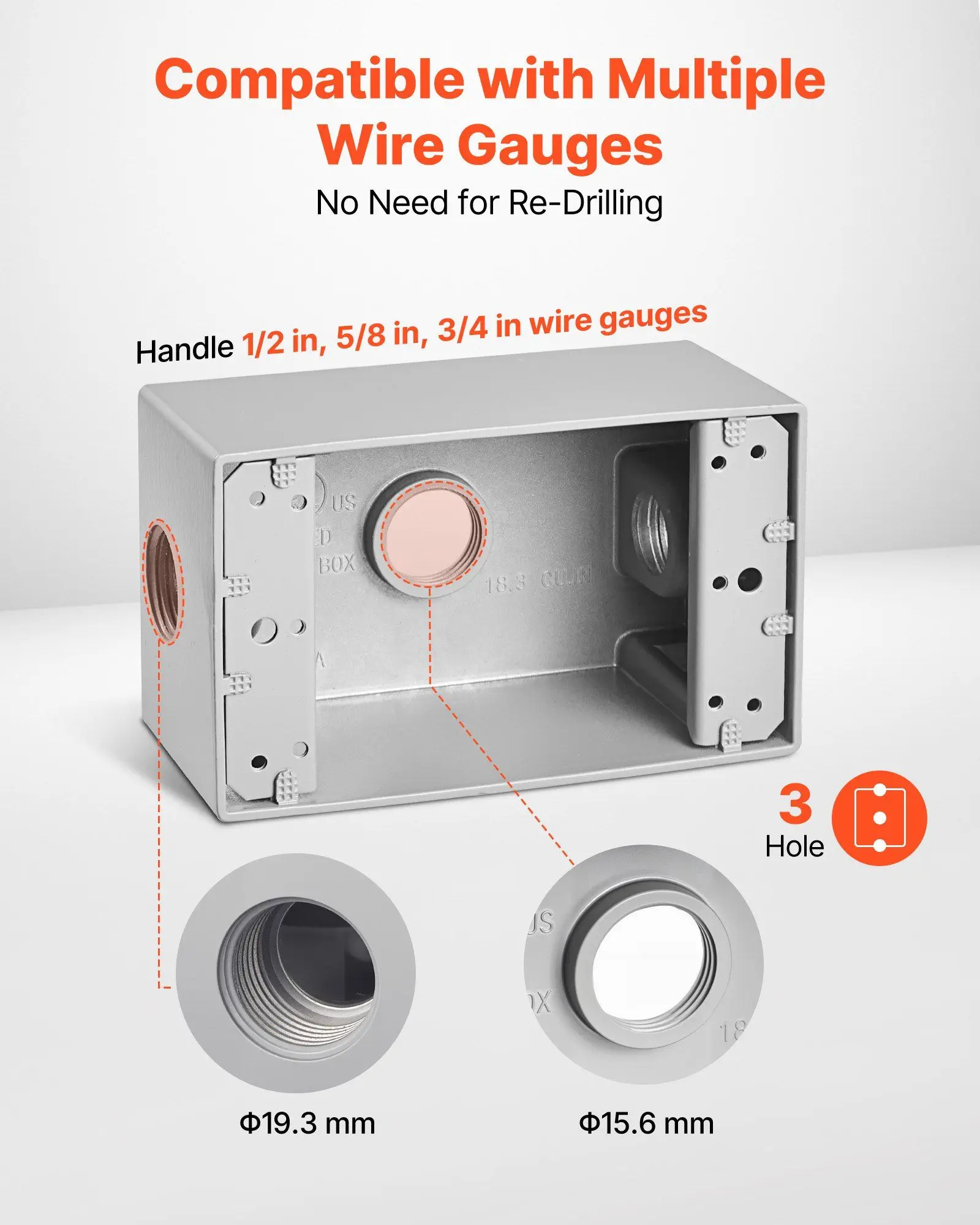 

Outdoor Electrical Box, 4.5 x 2.8 x 2 in, Weatherproof Outlet Junction Box, Suitable 1/2-Inch or 3/4-Inch Electrical Conduit, 18.3 Cu.In Large Capacity Plug Receptacle Protector, 4PCS, Gray