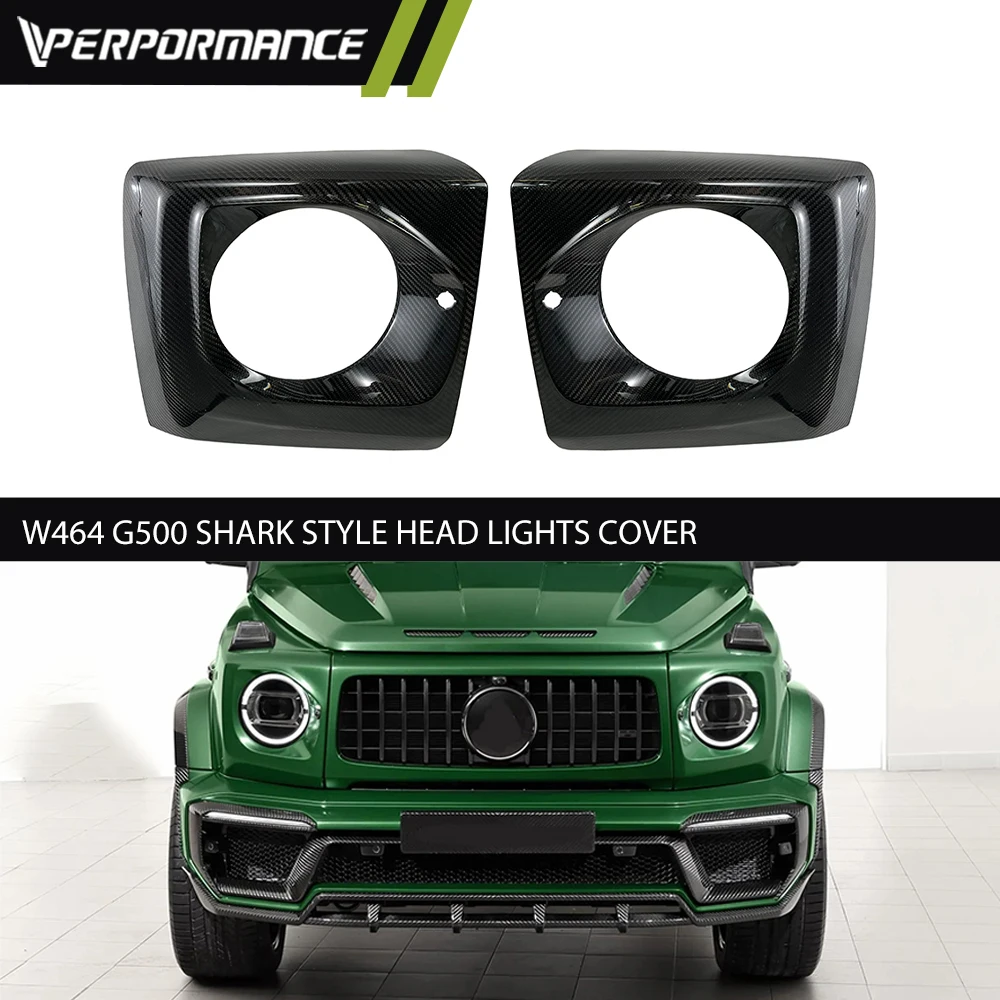 

W464 G500 Upgrade To Shark Style Body Kit Head Lights Cover G class W464 W463A G500 G63 2019y+ Carbon Front Head Light Covers