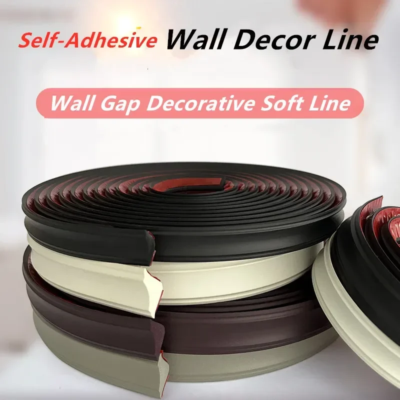 

5m/roll NBR Soft Self-Adhesive Wall Gap Decorative Line Wall Interior Gap Decor Strip Home Waterproof Ceiling Baseboard Strip