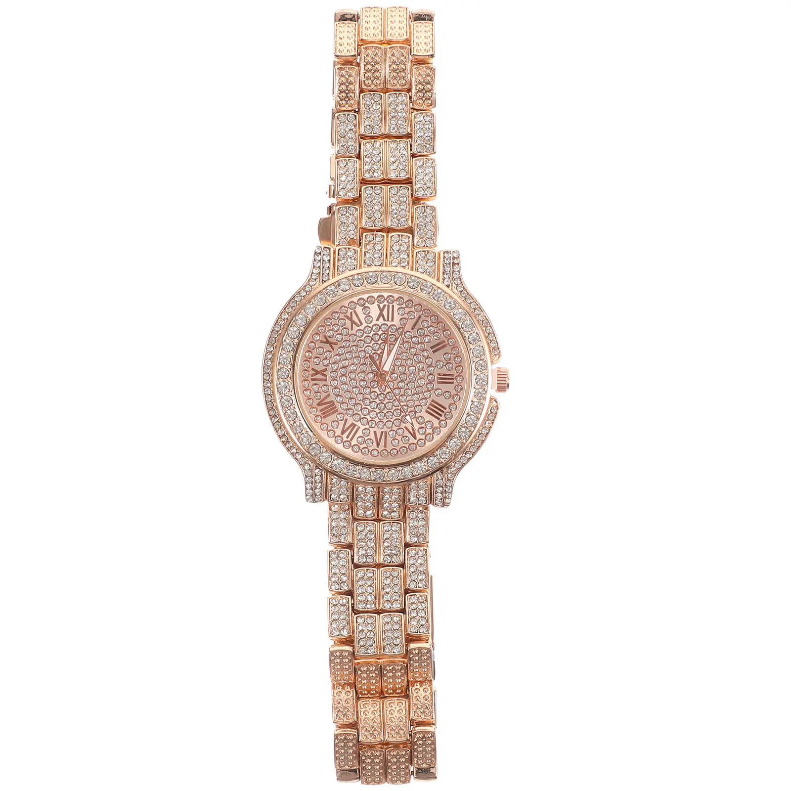 Ladies Rhinestone Wrist Watch High Accuracy Quartz Movement Smooth Polished Strap Sparkling Crystal Decor Stylish Fashionable