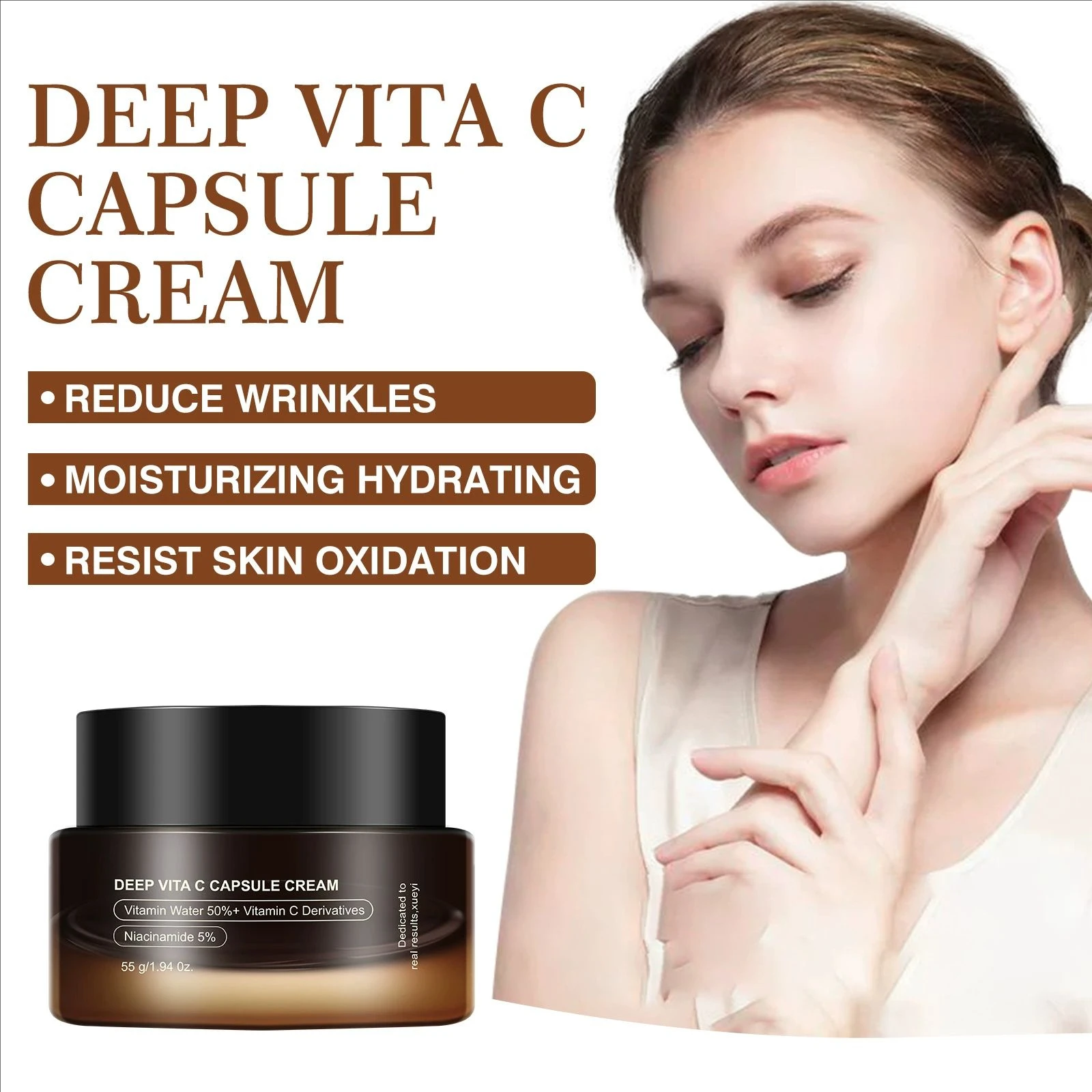 Deep Vitamin C Golden Capsule Hydrating Face Moisturizer, Antioxidant Protection, Lightweight Daily Skincare