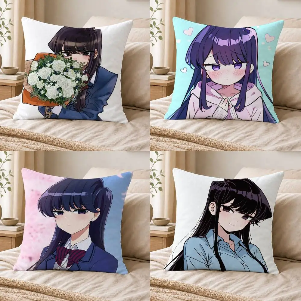 Komi Can't Communicate  Double-sided Printed Square Decorative Cushion Cover for Sofa Living Room Home Decor