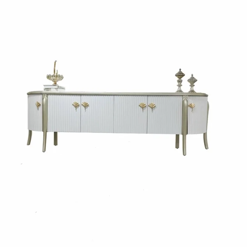 

cabinet white champagne floor cabinet against the wall side cabinet household living room locker high-end villa