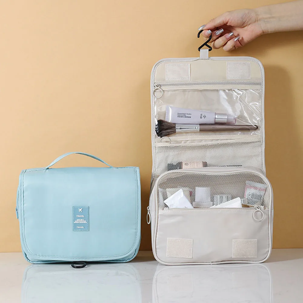 Marfino Toiletries Bags Portable Large Capacity Travel Organizer Nylon Mesh Transparent Clear