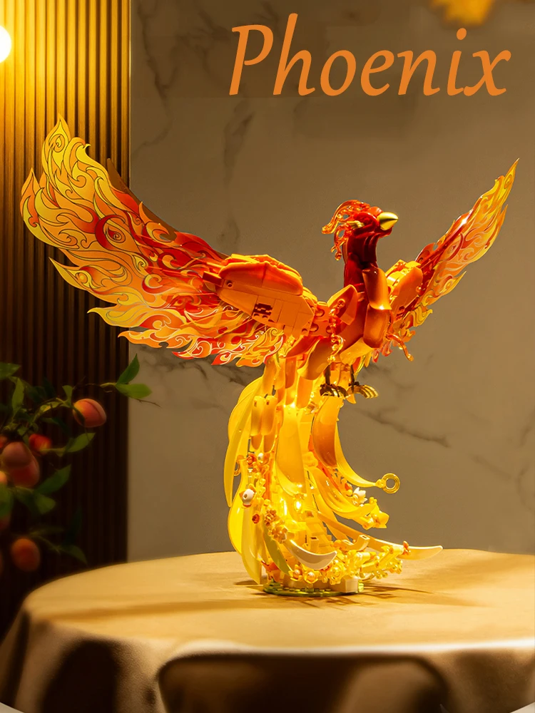 Blocs de construction Fire Phoenix, décorations créatives pour la maison, briques à assembler, jouets, bête divine volante, cadeaux idéaux pour la Saint-Valentin