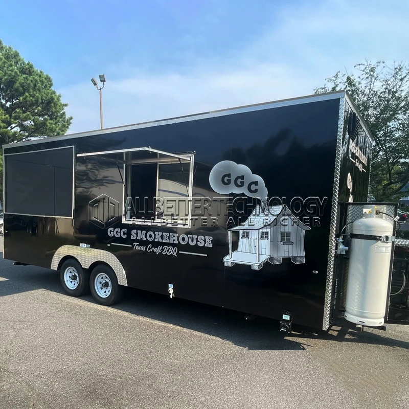 Allbetter Luxury Mobile Kitchen Trailer Fully Equipped Commercial Kitchen Fries Pizza Burger Ice Cream Fast Food Truck Trailer