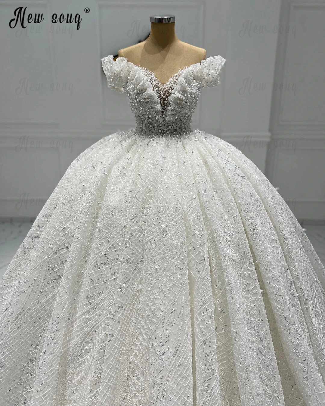 

Romantic Full Beading Wedding Dress Princess Plus Size Off Shoulder Bridal Dresses Luxury Robe de Mariée 2024 Wedding Gowns