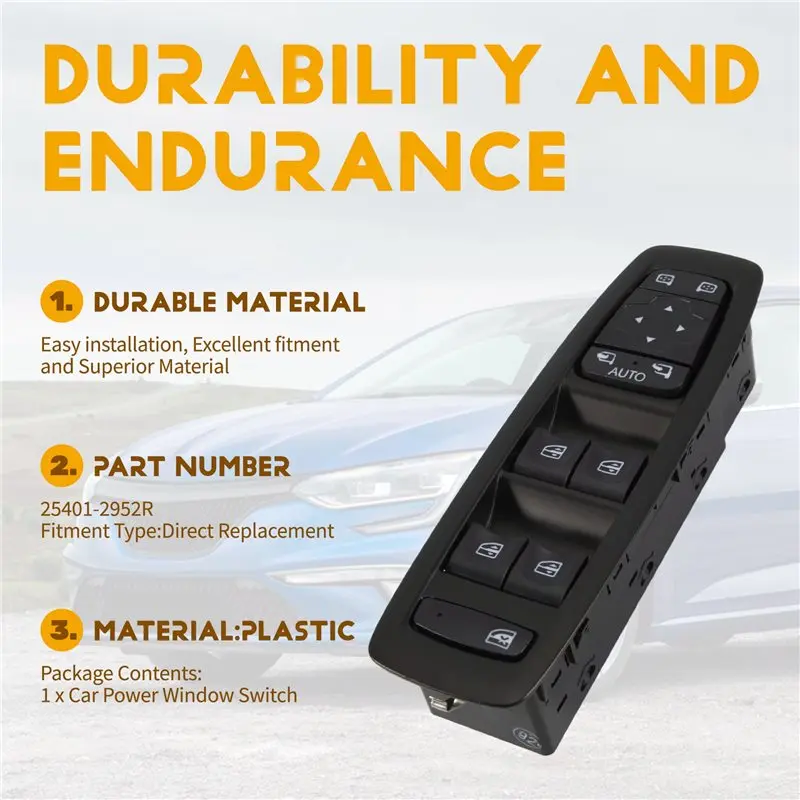 AU16-Car Power Window Master Switch Lifter Button 25401-2952R For Renault Kadjar 2015-2022 For Megane LV 2018
