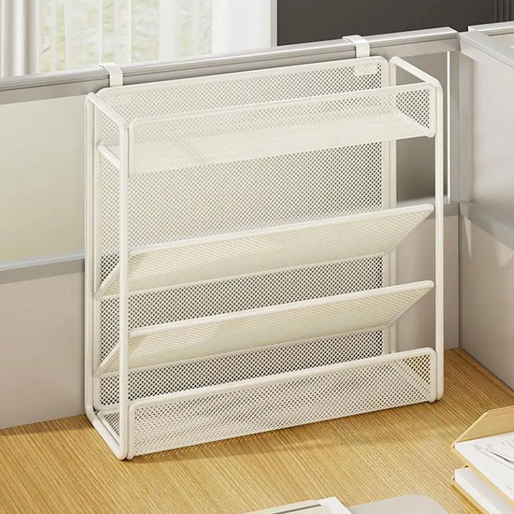 4-Tier Mesh Desk File Organizer Hanging Wall Mount Document Organization Stand Metal Desktop Vertical Folder Desktop Storager