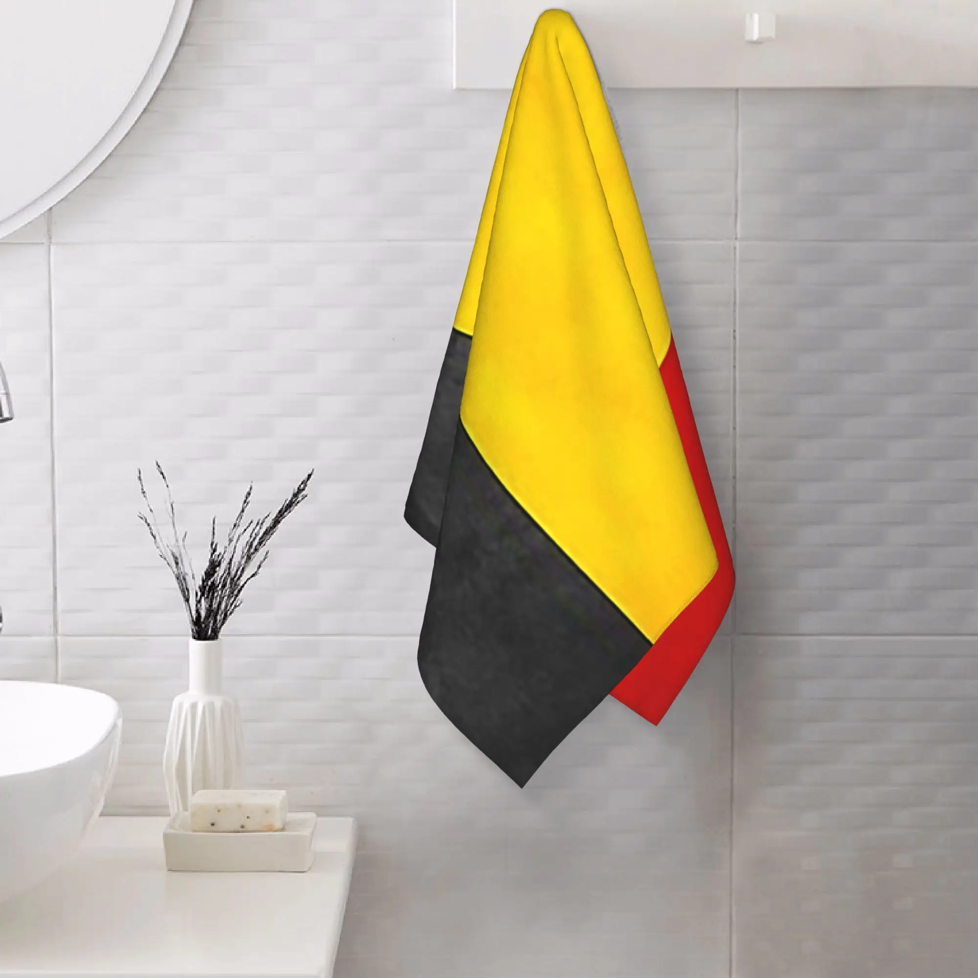 Custom Belgium  Belgian Flag  National Flag of Belgium Soft Face Towel Quick Dry Pool Bath Cotton Towels Absorbent Quick