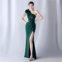 Glittering One-Shoulder Prom Dress with Mermaid Hemline Customized