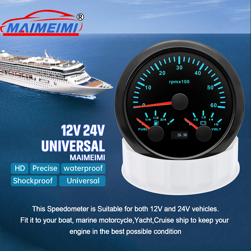 

3 in 1 Multi-function gauge Tachometer Fuel Level Guage Voltage 7 colors backlight Digital pointer Car gauge For Auto Car Boat