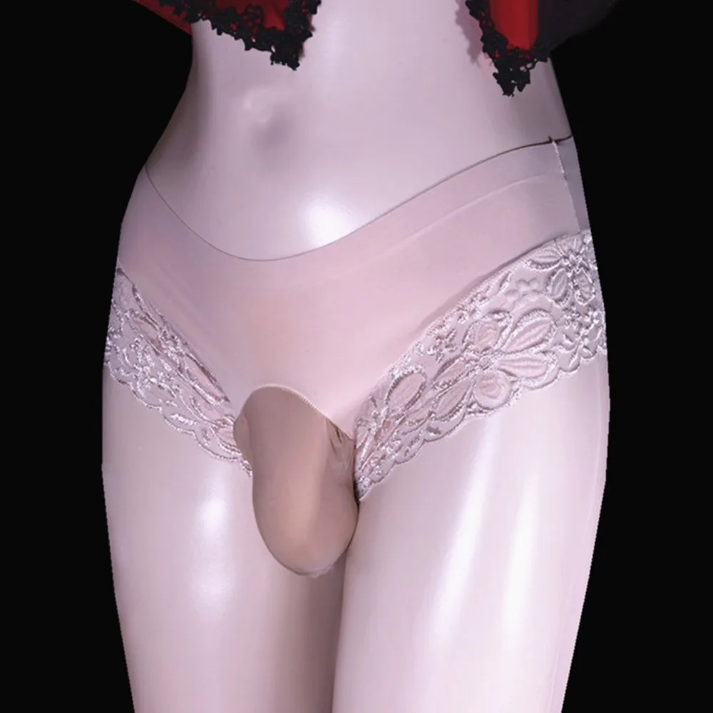 Sexy Men's Sheer Lace Panties Sissy Lingerie Soft Bulge Pouch Underwear Low Waist Comfortable Briefs Bottoms