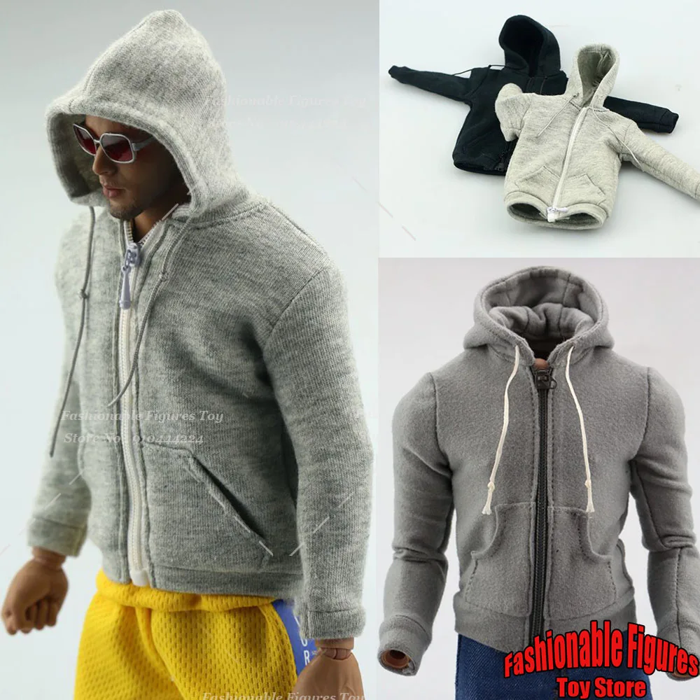 

1/6 Men Soldier Casual Jacket Zipper Hoodie Coat Sports Sweatshirt Pockets Cardigan Outfit For 12Inch Action Figure Body