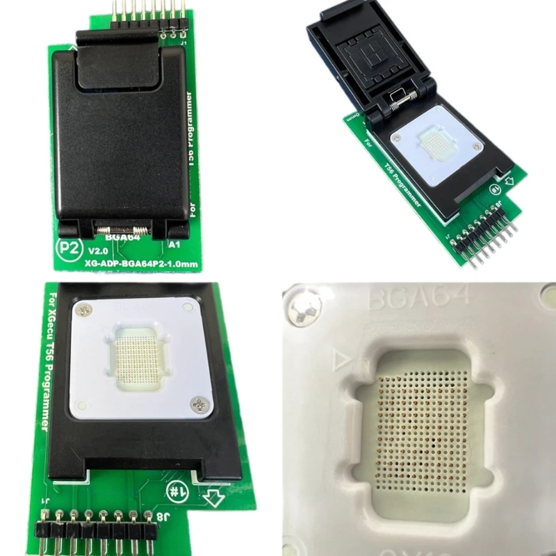 مجموعة محول BGA64 2 في 1 فقط لمبرمج T56 مع حامل مسبار الاختبار حجم الشريحة يدعم 8x10 10x13 11x13 12x18mm