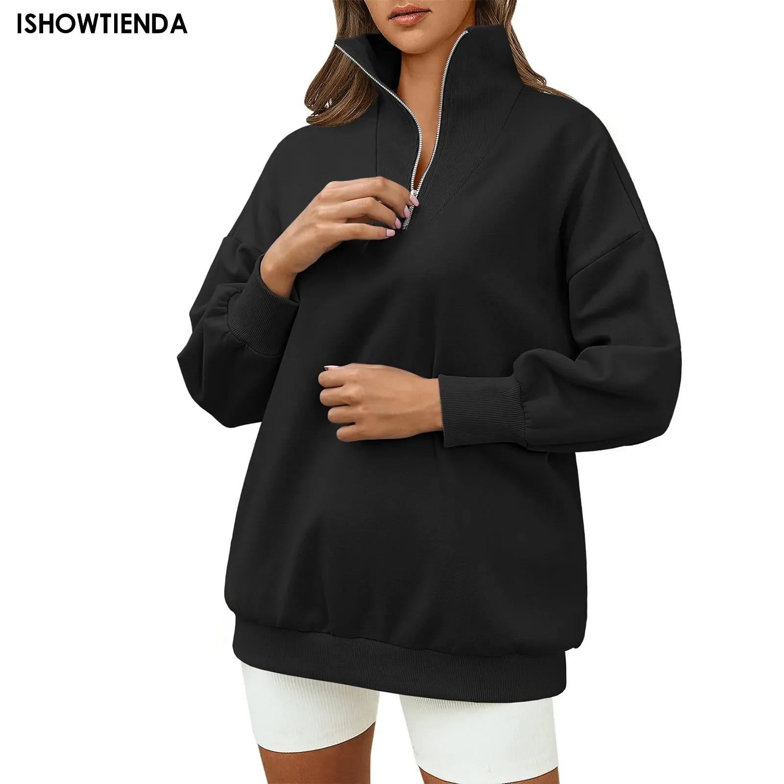 

Womens Half Zipper Sweatshirts Funnel Neck Long Sleeve Oversized Pullover Hoodies Sweatshirts Long Sleeve Sweaters Pullover Fall