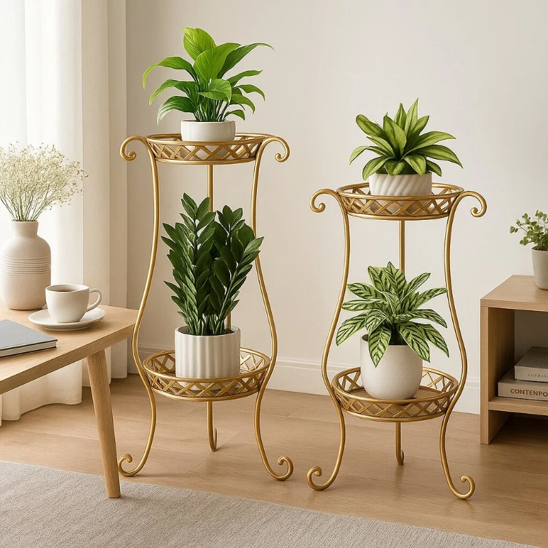 Floor-Standing Iron Plant Shelf Indoor Multi-Layer Epipremnum Plant Rack Home Organizer Balcony Flower Pot Stand