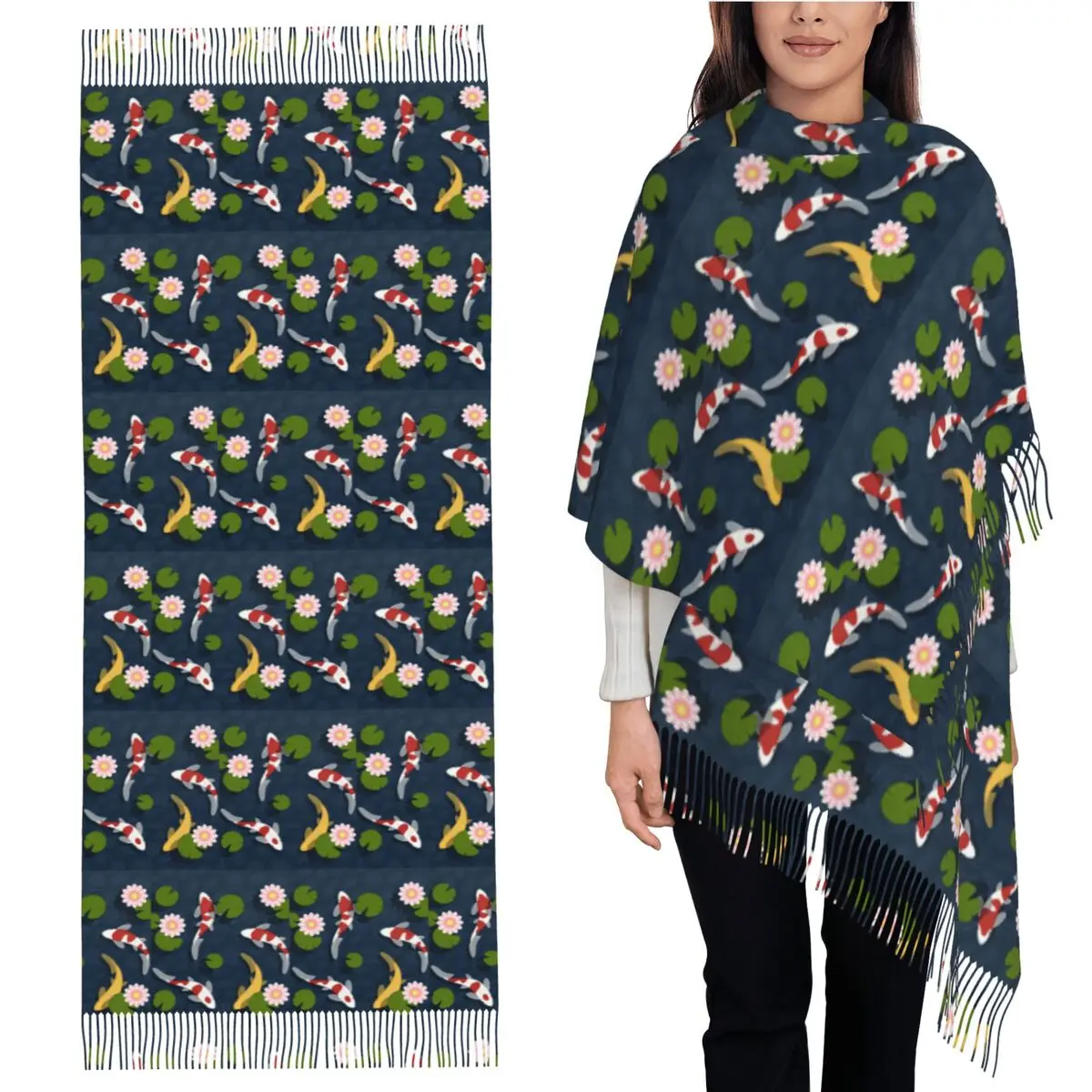 

Японский шарф с кисточками для женщин, мягкие теплые шали и накидки, длинная осенне-зимняя шаль