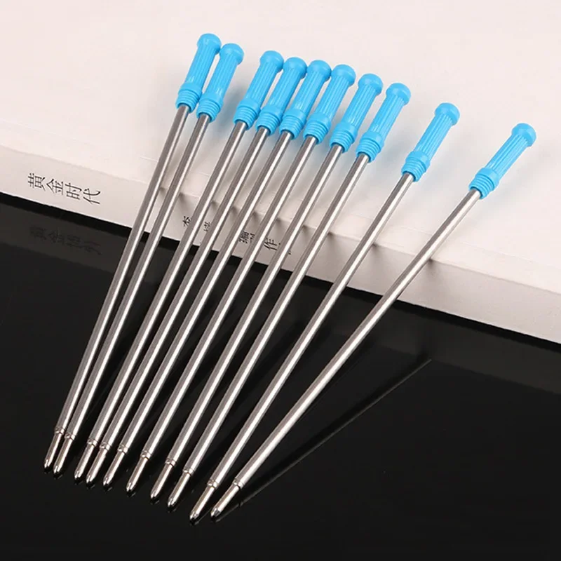 20Pcs Metal Pen Vullingen Staaf Vervangbare Handtekening Staven Business School Kantoorbenodigdheden Balpen Refill Blauw Zwarte Inkt