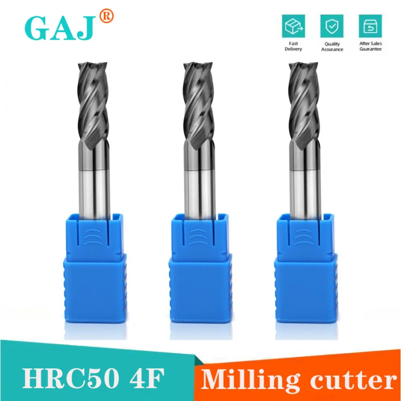 HRC55 Cnc Maching 4 Blade Milling Cutter Alloy Coating Tungsten Steel Bit Tool By Aluminum Endmills Top Wood Milling Cutter Tool