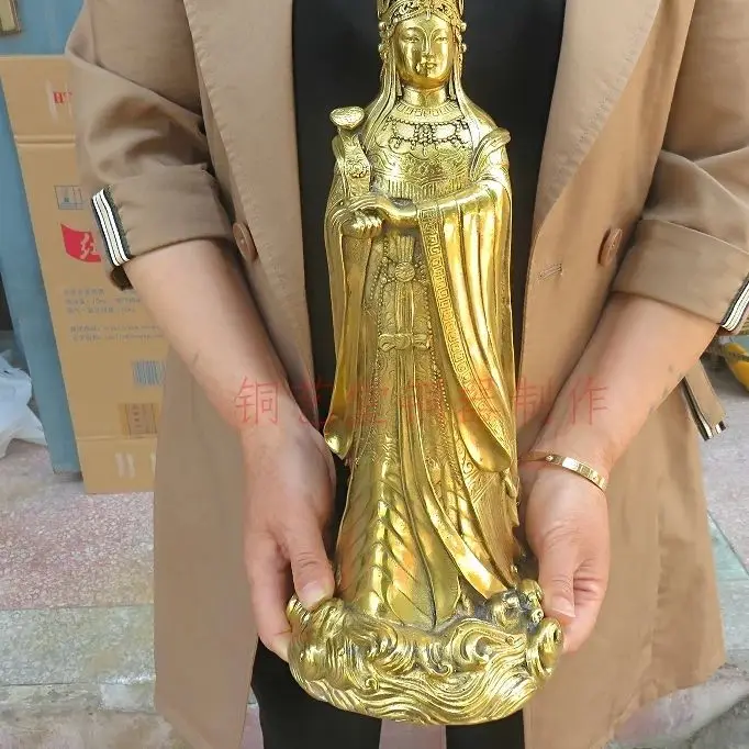 $700--bless HOME Family Safety efficacious Talisman Protection Mazu GUAN YIN GOD Goddess of the Sea FENG SHUI copper art statue