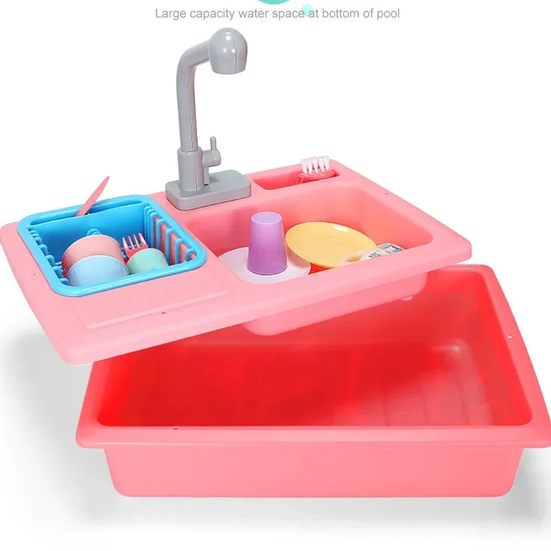 Electric Water Tap Kitchen Sink Toy para crianças, Simulação de alta qualidade, Water Cleaning Play, House Interactive Toy, Baby Gift