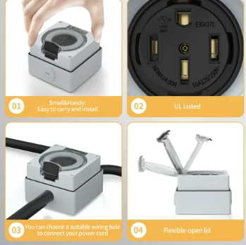 250v 50amp rv acampamento pilha de carregamento soquete chama-retardador plástico ao ar livre elétrico à prova dip54 água ip54 potência carro elétrico pd