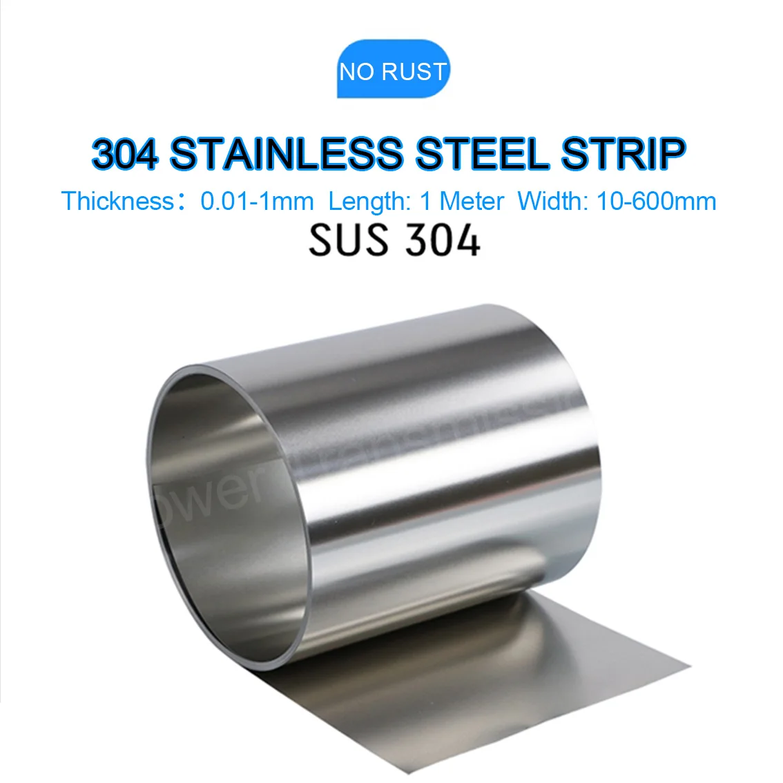 1Meter 304 Stainless Steel Strip Thickness 0.01mm 0.015mm 0.02mm~0.5mm 0.6mm 0.8mm 1mm Width 10-150mm Steel Tape Roll Foil Sheet