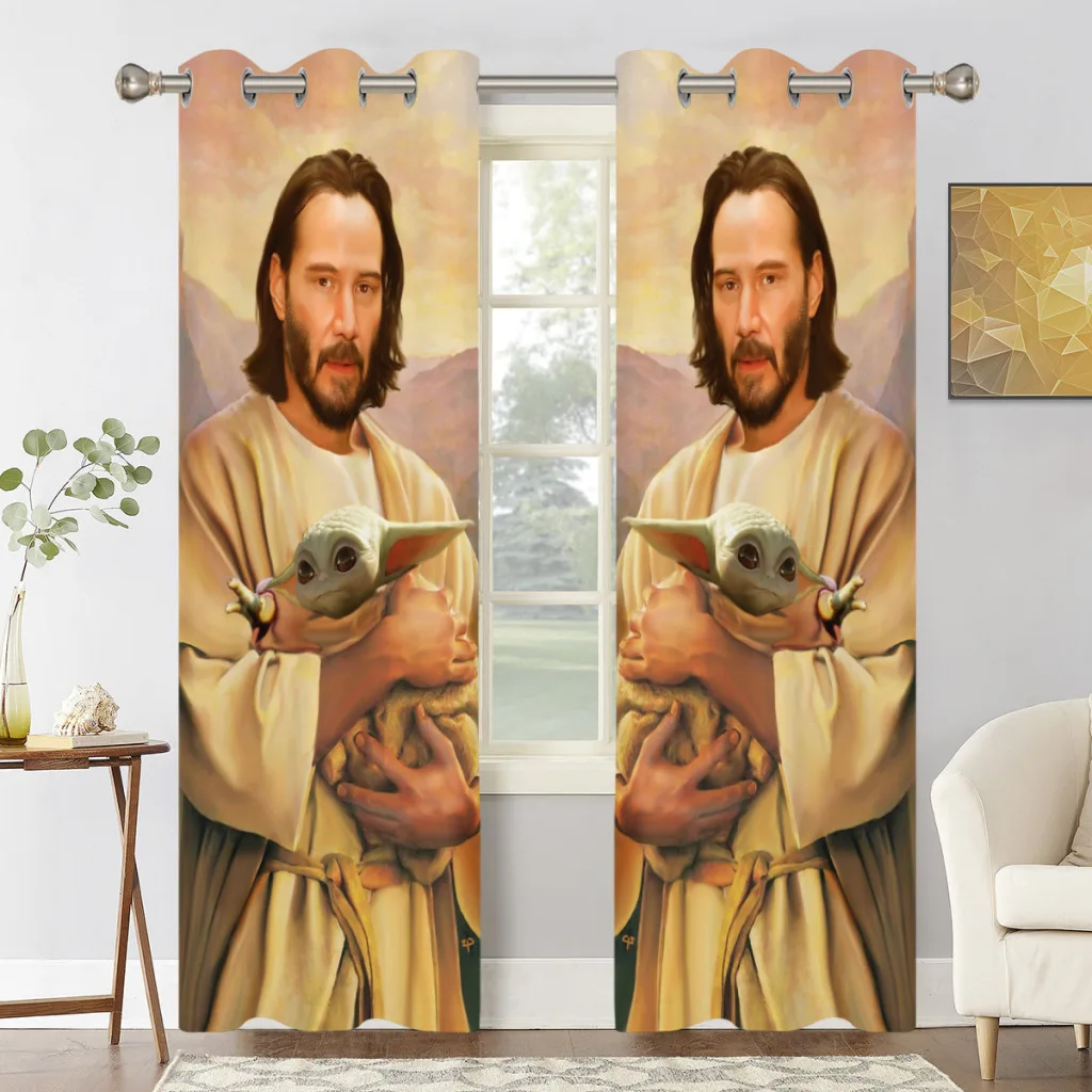 Keanu Reeves Window Curtains  for Living Room Bedrooms 2 pieces Aesthetic Room Decoration