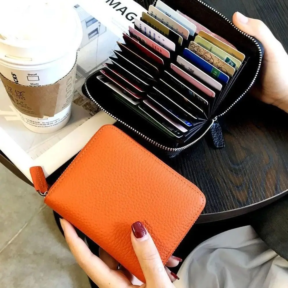 

Pocket Purse Short Hangging Card Bag Multiple Card Slot Multifunction Multi-card Wallet PU Leather Colorful Card Holder Women