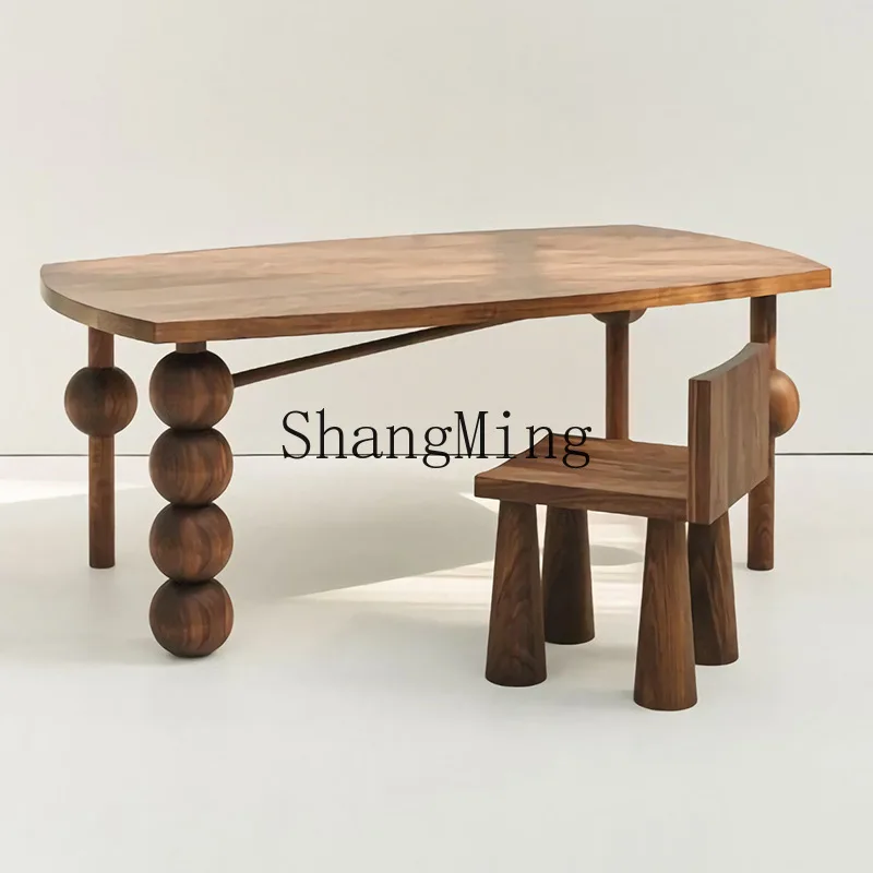 

FG medieval solid wood dining table retro special-shaped foot table rectangular large board table B & B dining