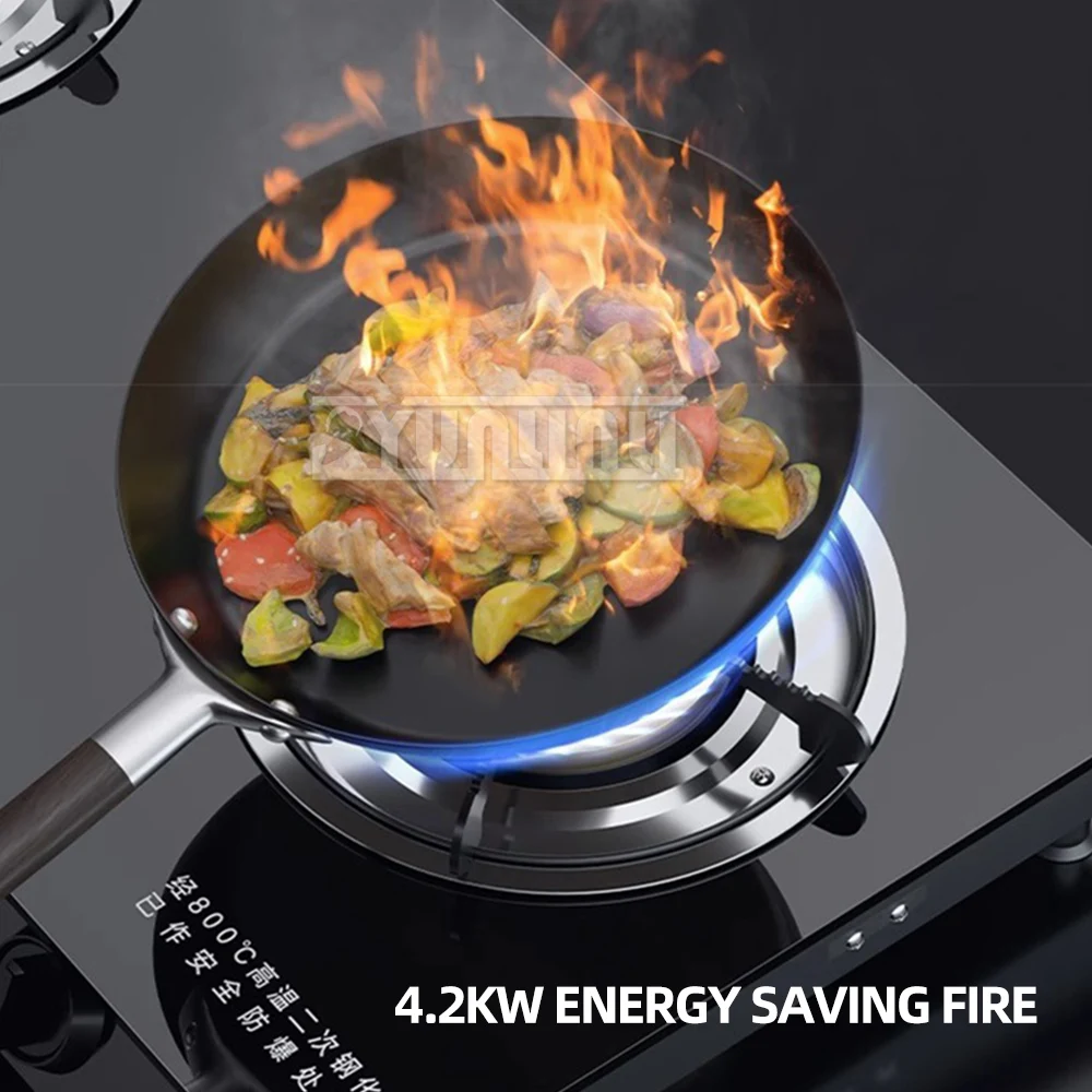 Gas Stove Household Desktop Empered Glass Natural Gas Liquefied Gas Stove Double Furnace High Fire Furnace