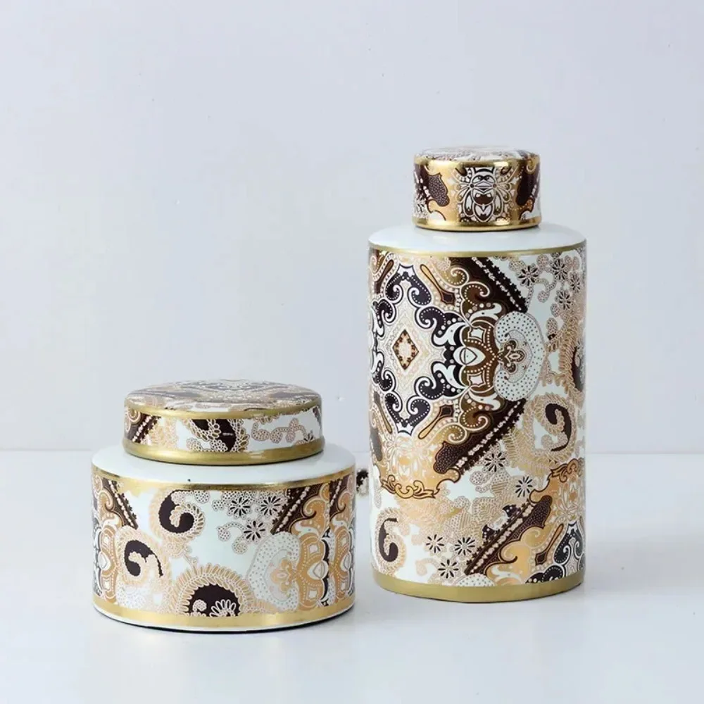 Living Room Desktop Decoration Zebra Painting Decorative Storage Jar with Lid Ceramic Vase Modern Home Decoration Storage Jar