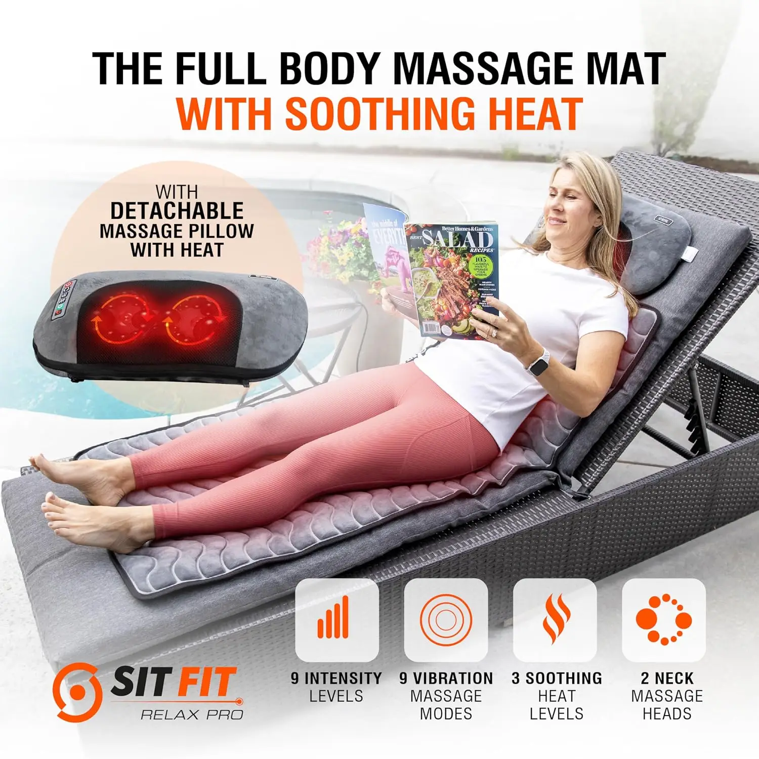 Vibrating Full Body Massage Mat Heat Therapy Pad Muscle Pain Relief Circulation Stress
