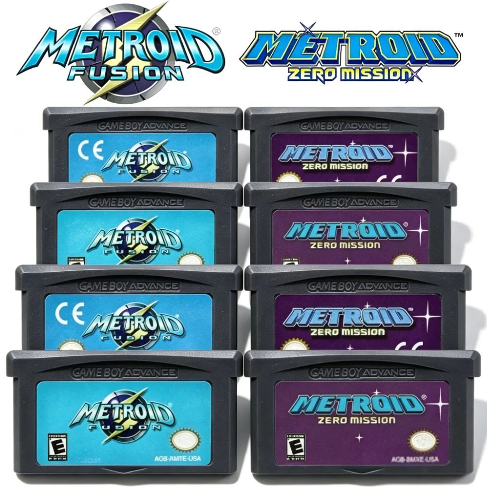 Image of 4 Stile Metroid-Serie GBA-Spiel 32-Bit-Videospielkassette Konsolenkarte Fusion Zero Mission USA/EUR Klassische Spielesammlung