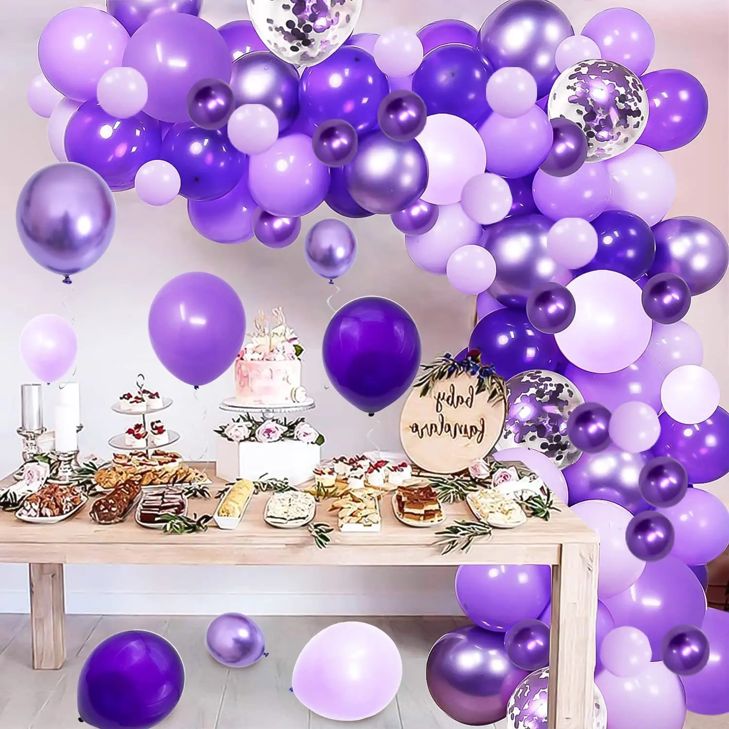 

Balloons Arch Kit Balloon Garland 128Pcs Purple Ballons Confetti Christening Decoration and Accessories Weddings Celebration Set