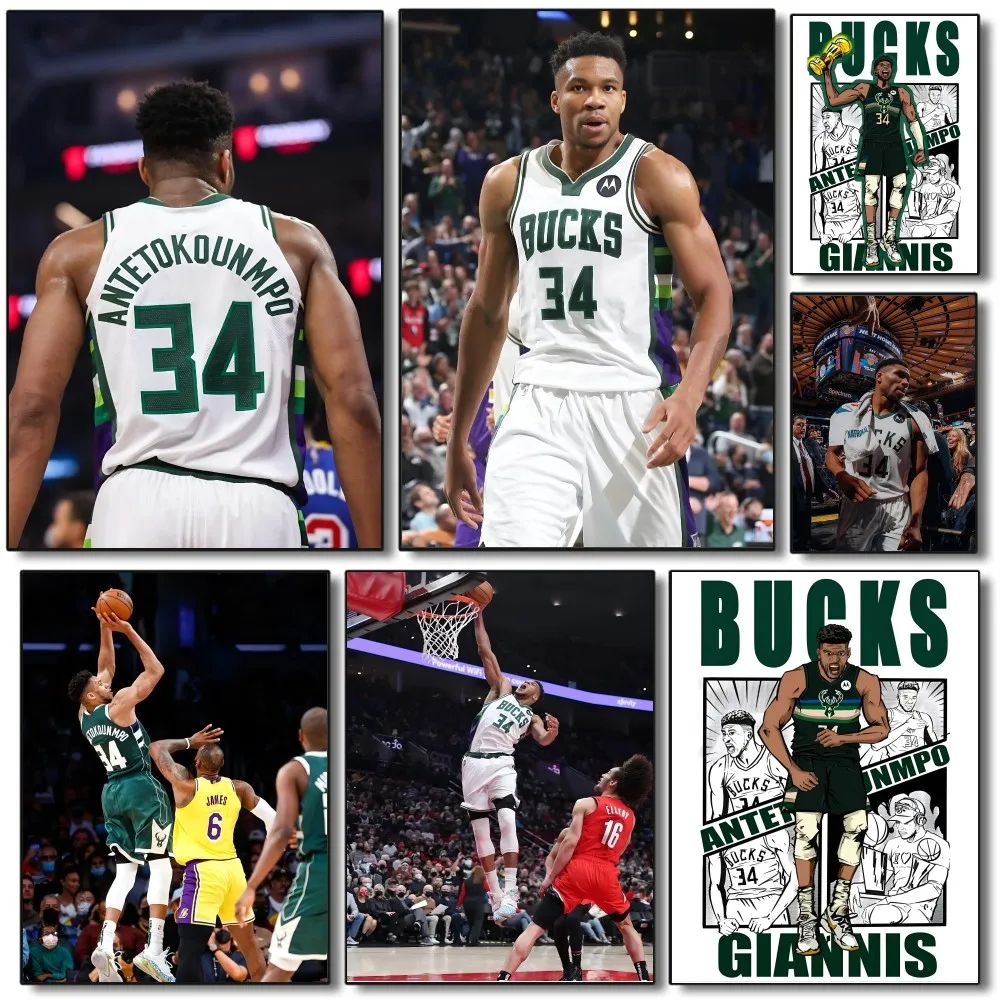 1PC Giannis Antetokounmpo Poster Paper Print Home Living Room Bedroom Entrance Bar Restaurant Cafe Art Painting Decoration