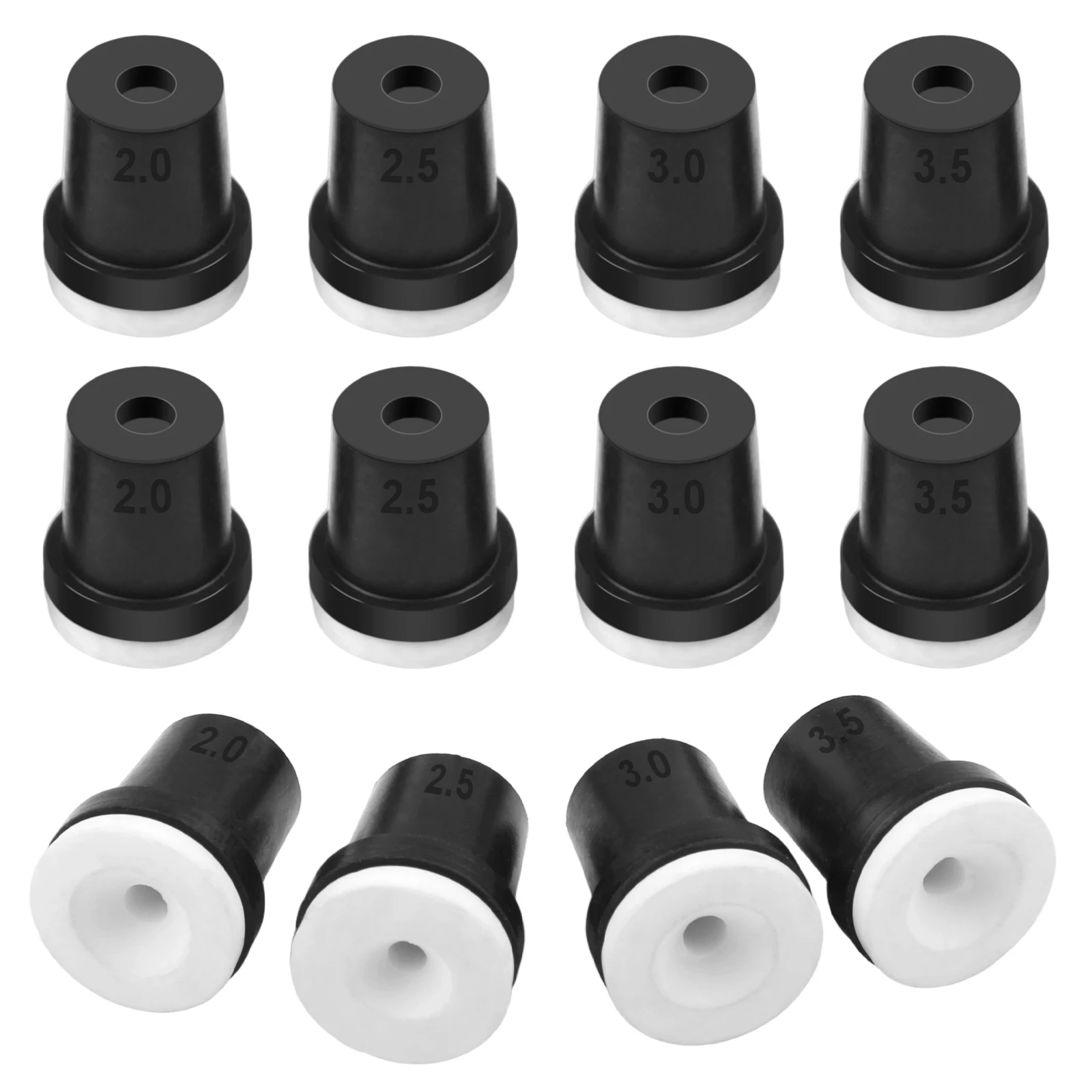 12-Pack Sandblasting Nozzles 2mm 2.5mm 3mm 3.5mm, Engineering Plastic & Rubber Tips For High-Pressure Rust Removal Paint Strippi