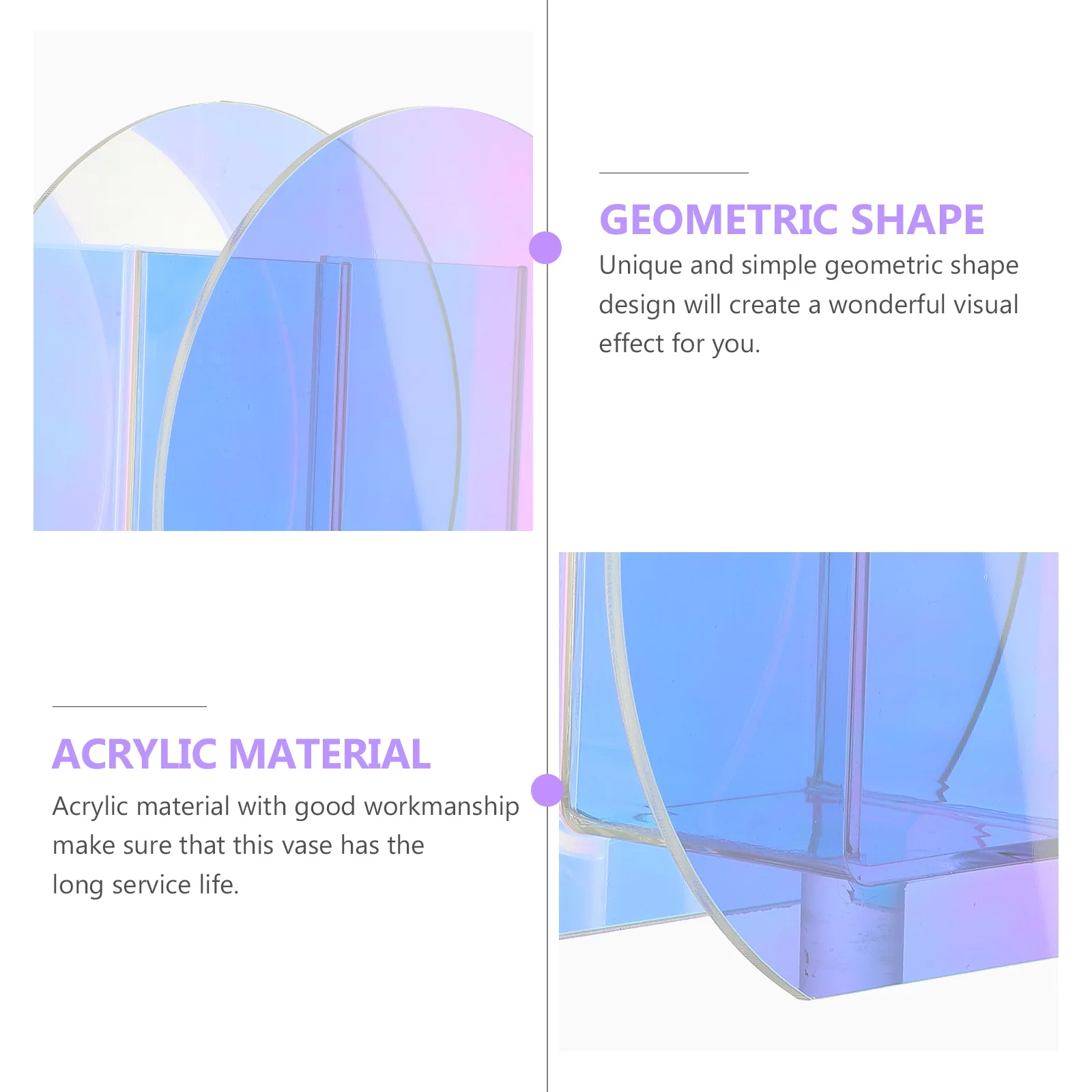 

1Pcs Acrylic Vase Geometric Shape Desktop Decor Simple Style Transparent Flower Arrangement Container Home Office Restaurant