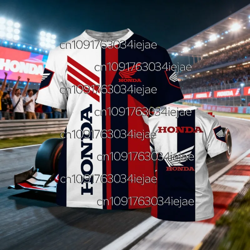 هوندا الصيف نمط مطبوعة جيرسي الأزياء سيارة مروحة التذكارية تي شيرت للاستخدام اليومي في الهواء الطلق الترفيه الراحة تنوعا أعلى #3