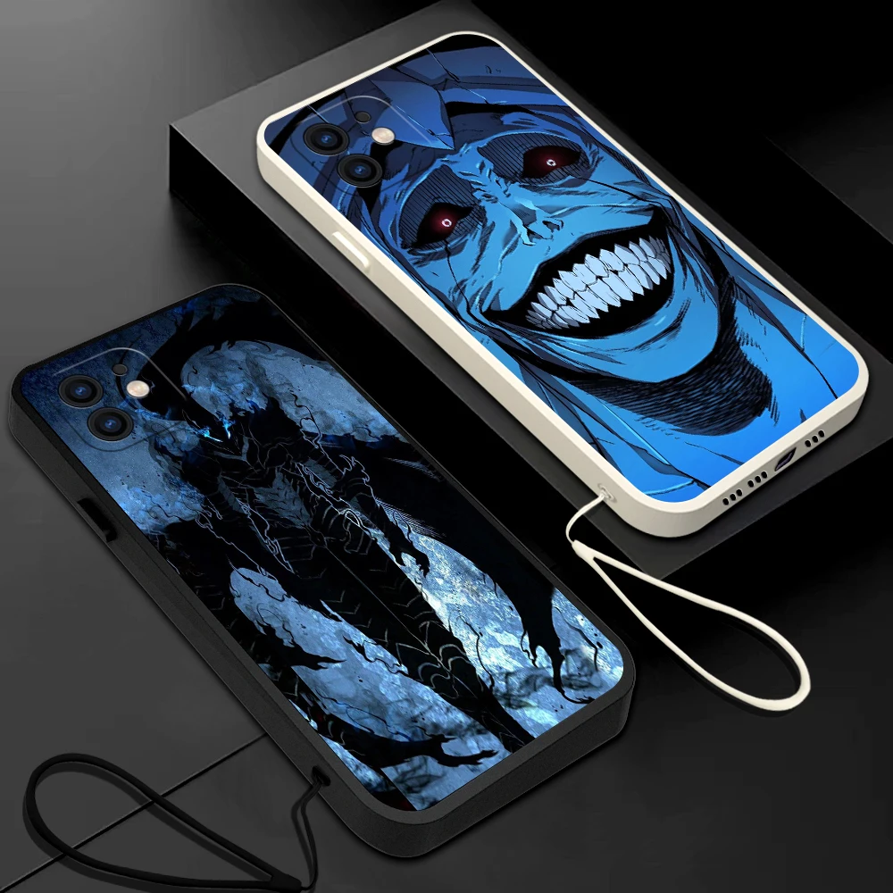 Solowe etui na telefon Shadow King dla iPhone 15 14 13 12 11 Pro Max Mini X XR XSMAX 8 7 6S Plus miękkie etui z paskiem na rękę