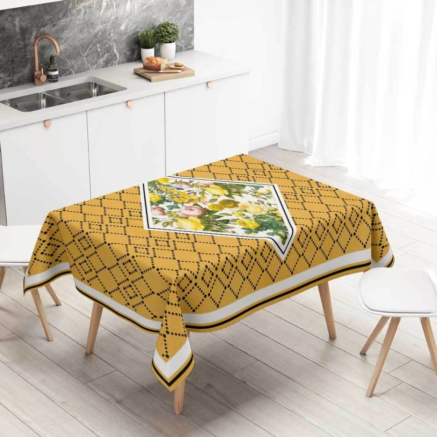 European Style Palace Floral Printed Tablecloth Home Dining Table Mat Waterproof and Oil Resistant Tea Table TV Dust-proof Cloth