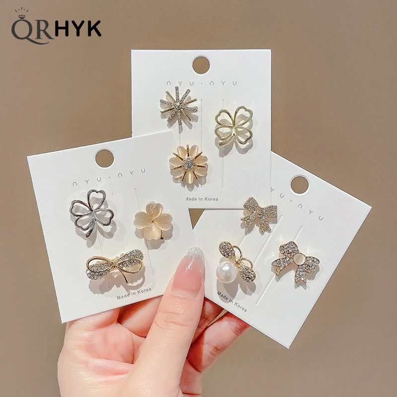 Fashion Brooch Flower Bow Brooches For Women Metal Anti-glare Lapel Pin Fixed Clothes Pins Sweater Coat Clothing Accessories