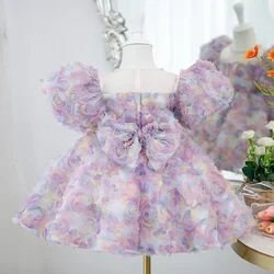 Violets-vestidos de desfile de graduación para niños, Vestidos de Noche de lujo para niñas de flores, fiesta de cumpleaños, Vestido corto de tul de princesa para niños, 2023