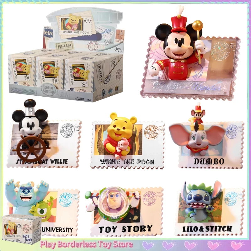 

Подлинная Miniso, новое издание, юбилей Диснея, сто ретро-штамп, серия, слепая коробка, магнит на холодильник, комплект, игрушка-сюрприз, подарок